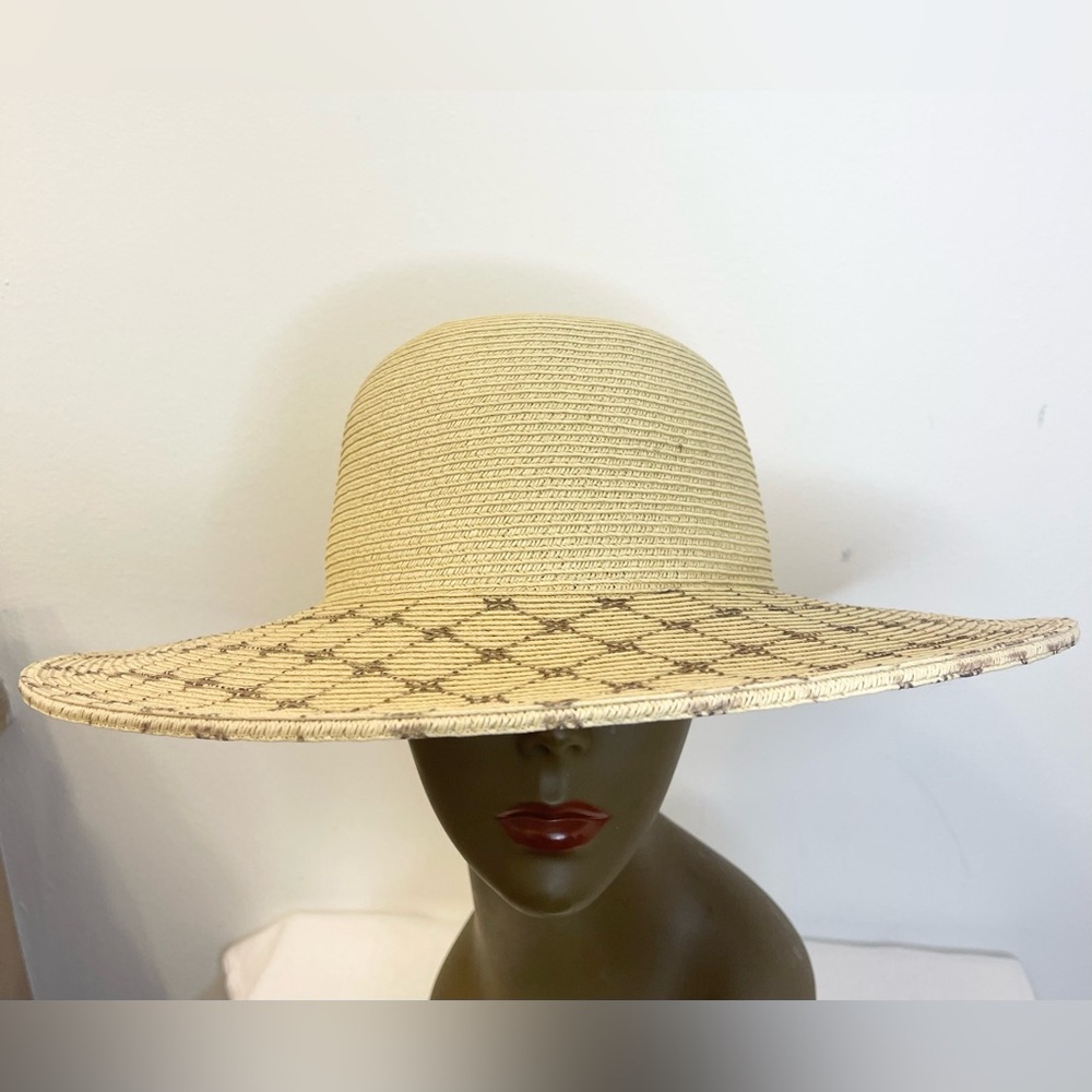 Nine West Tan Patterned Wide-Brim Hat NWT